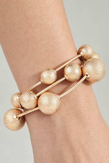 Multi Hammered Tube Beaded Bracelet