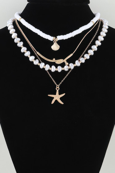 Multi Starfish Beaded Necklace