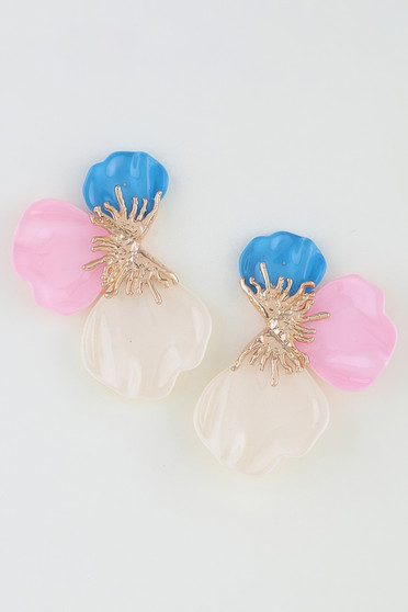 Multi Stone Scale Flower Earrings
