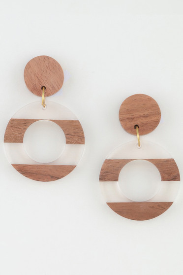 Two Toned Retro Grain Drop Earrings