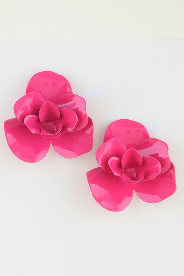 Polished Blooming Rose Stud Earrings