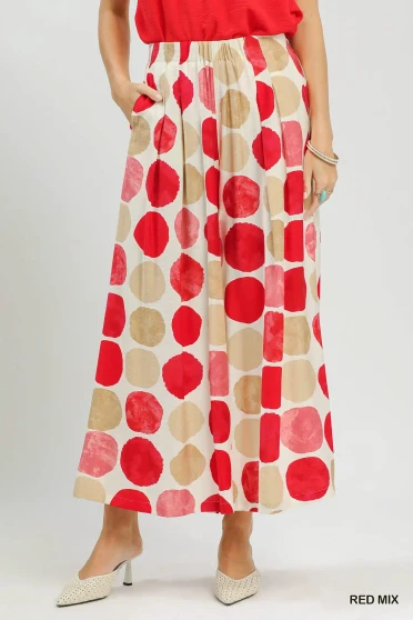 Umgee Dot Print Wide Leg Pants