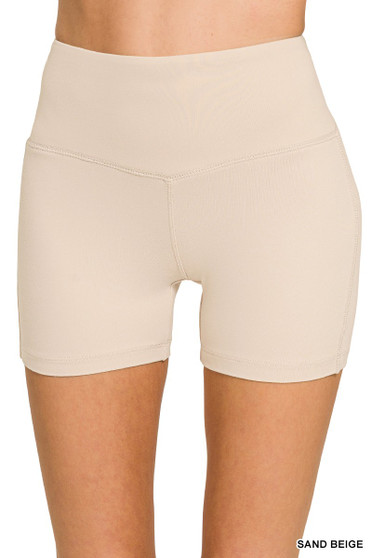 Zenana Brushed Microfiber Wide Waistband Biker Shorts