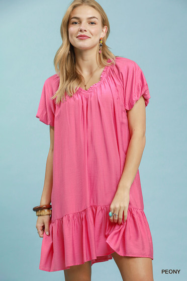 Umgee Ruffle Hem Shift Mini Dress