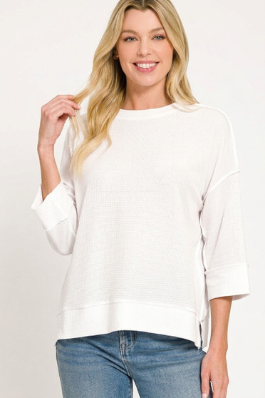 Zenana Double Knit 3/4 Sleeve Top