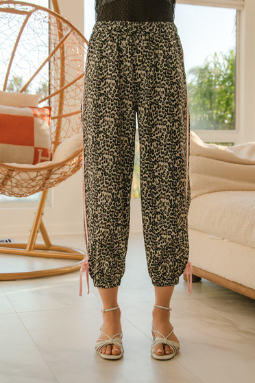 BiBi Leopard Prtins With Side Line Details Drawstrings
