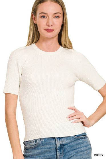 Zenana Viscose Ribbed Round Neck Sweater