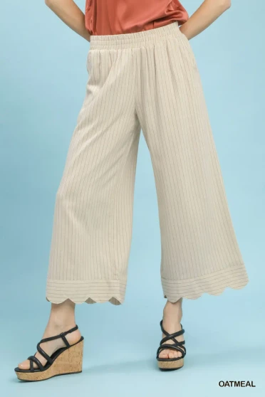 Umgee Pinstripe Wide Leg Pants