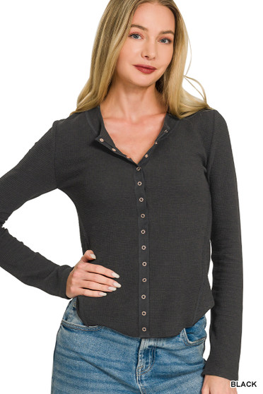 Zenana Double Knit Snap Button Shirts