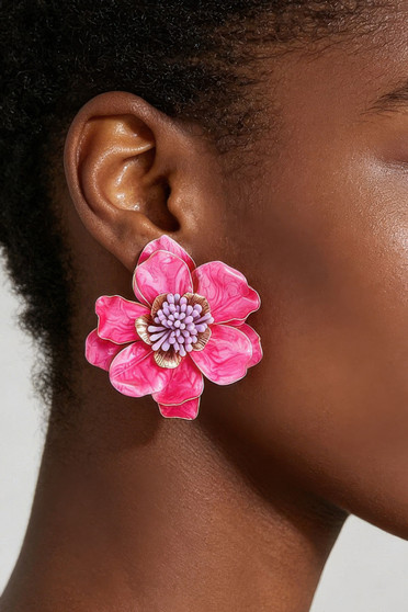 Marble Stone Blossom Flower Earrings 