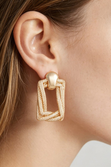 Braided Frame Twist Drop Earrings 