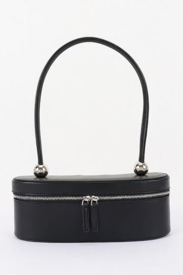 Vegan Leather Long Box Shoulder Bag 