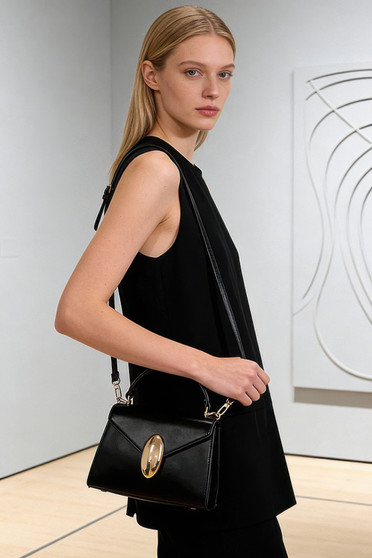 Vegan Leather Top Handle Flap Bag 