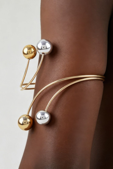 Two Toned Beaded Wrap Arm Cuff 