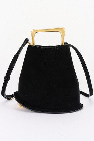 Faux Suede Metal Handle Bag