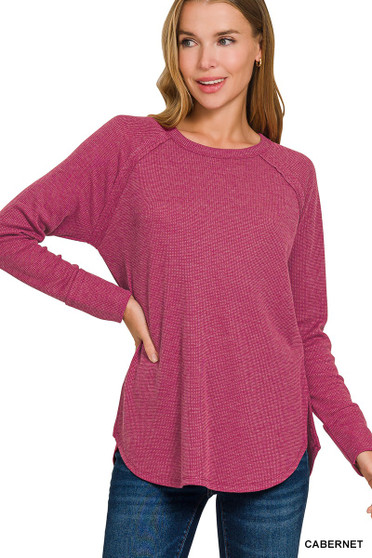 Zenana Baby Waffle Long Sleeve Top