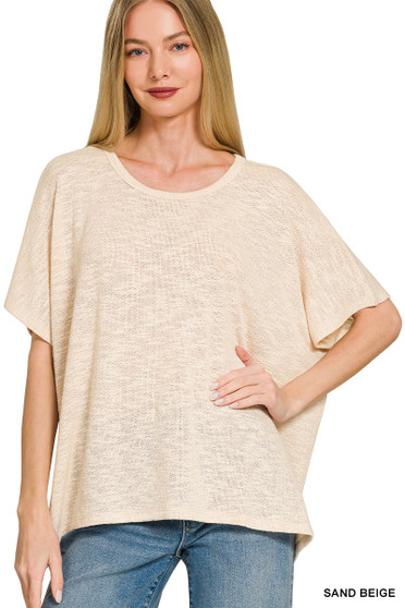Zenana Oversized Slub Hacci Top