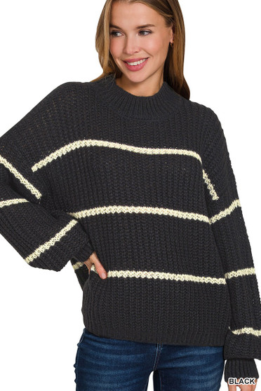 Zenana Oversize Striped Sweater