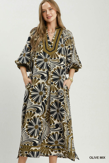 Umgee Abstract Print Midi Dress