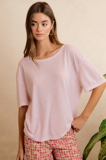 BiBi Solid Jersey Relaxed Fit Short Sleeves Pocket Top