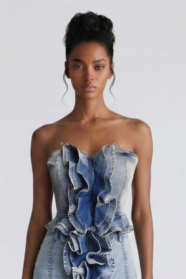 Rogue Cascade Denim Corset Top 