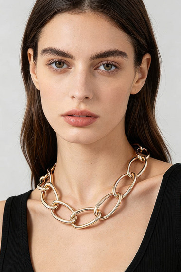 Polished Twist Chain Statement Necklace 