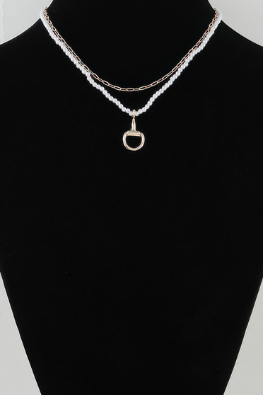 Equestrian Drop Beaded Chain Necklace 
