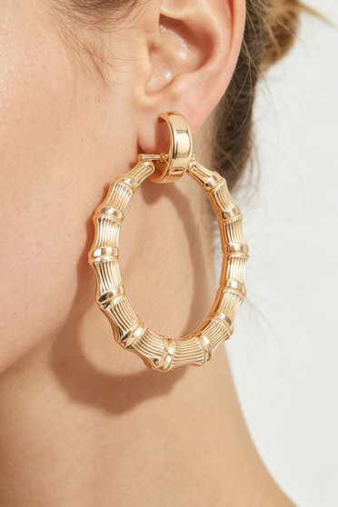 Polished Bamboo Hoop Earrings 