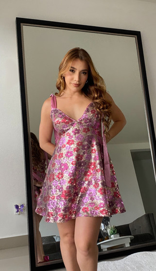 Women'S Sequin Floral Mini Dress