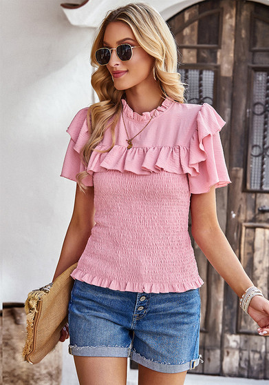 Women Lace Short Sleeve Top