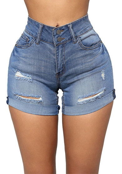 High Stretch Bamboo Ripped Women's Denim Short