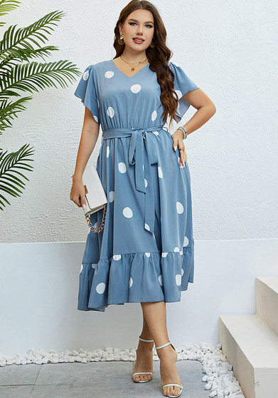 Summer V-neck Lace-Up Slim Waist Dress Women