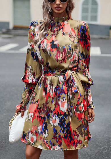 Fall Chic Elegant Long Sleeve Printed Dress