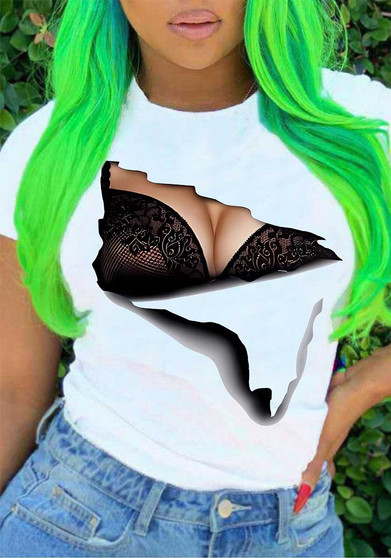 Plus Size Women's Tops T-Shirts Loose Tops 3d Bra Print Tops T-Shirts