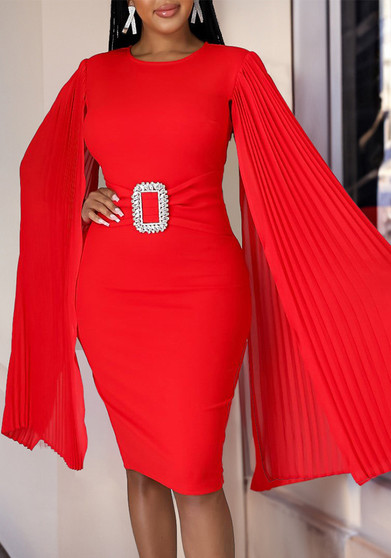 Plus Size Women African Solid Bodycon Cape Dress