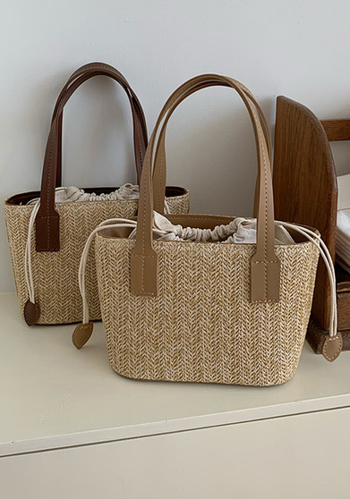 Korean Grass Woven Beach Bag Summer Casual Holidays Women's Cabbage Basket Portable Shoulder Messenger Bag