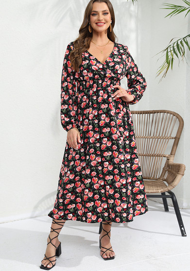 Plus Size Women Floral Dress