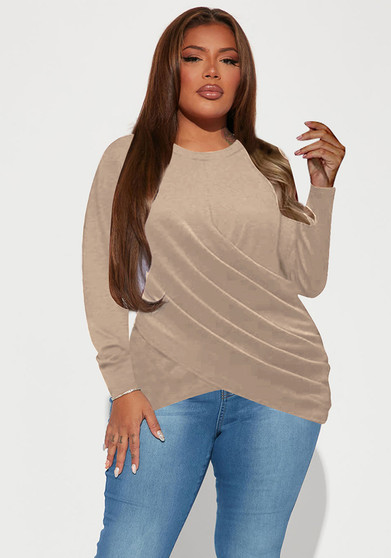 Plus Size Women Casual Pleated Top