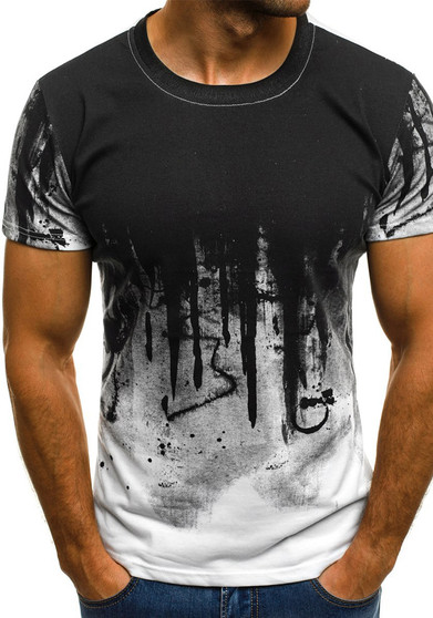 Men's Fashion Sports Fitness Style Printed T-Shirt Men Summer Short Sleeve T-Shirt