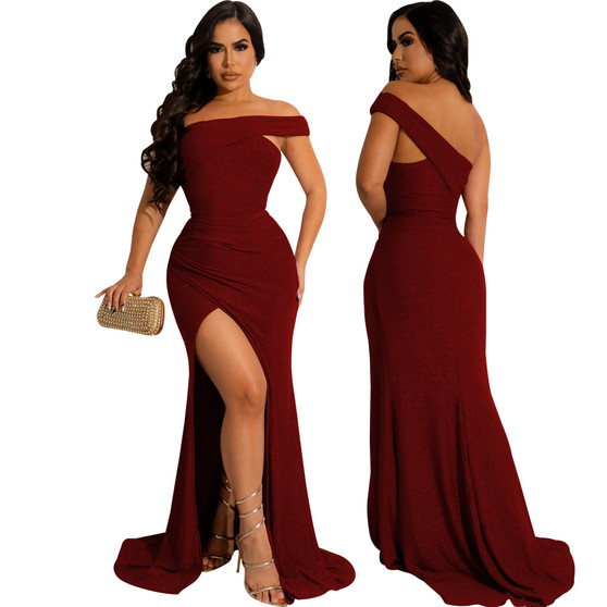 Sexy fashion nightclub wrap chest slit women's dress