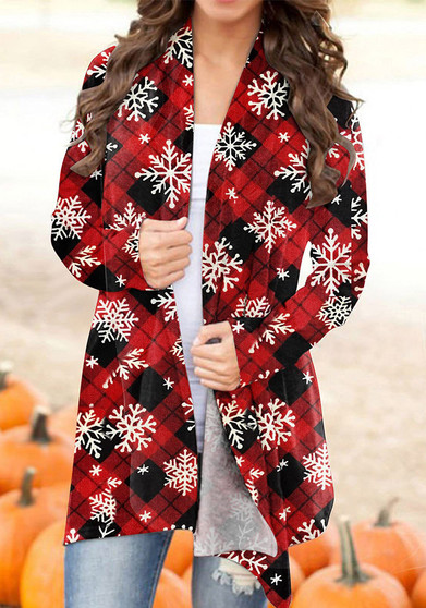 Fashionable Casual Christmas Printed Cardigan Jacket