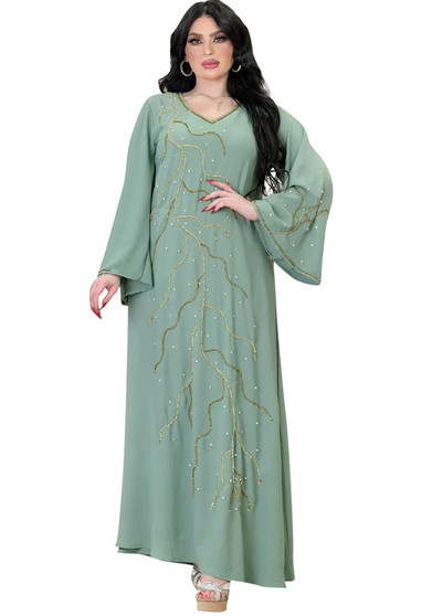 Muslim Beaded Loose-Cut Robe Dress Saudi Arabia Muslim