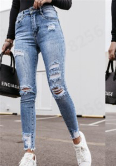 High Waist Fleece Straight Denim Pants Women High Waist Slim Fit High Stretch Pants