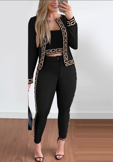 Spring And Autumn Street Trendy Women's Vest Cardigan Tight Fitting Pants Three-Piece Outfit