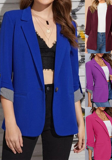 Autumn And Winter Fashion Patchwork Turndown Collar Slim Chic Blazer