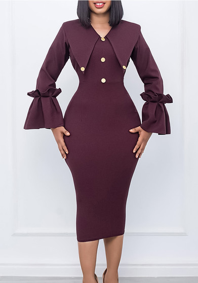 Women's Fashion Chic Career Long Sleeve African Dress