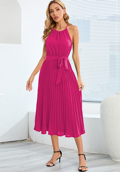 Women Summer Sexy Sleeveless Pleated Skirt