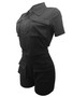 Women's Cargo Pocket Short Sleeve Shirt Casual Shorts Two-Piece Set