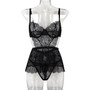 Women's Sexy Lingerie See-Through Lace Strap Nightdress Panties Two-Piece Set