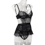 Women's Sexy Lingerie See-Through Lace Strap Nightdress Panties Two-Piece Set